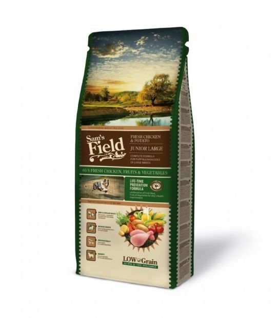 Sam's Field Junior Large Chicken koeratoit 13 kg цена и информация | Koerte kuivtoit ja krõbinad | hansapost.ee