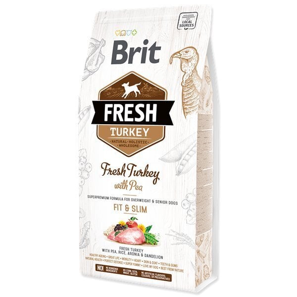 Brit Fresh Turkey & Pea Adult Fit & Slim koeratoit 2,5 kg hind ja info | Koerte kuivtoit ja krõbinad | hansapost.ee