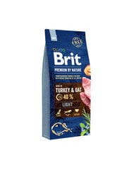 BRIT Premium By Nature Light (kalkun/kaer), 15 kg hind ja info | Koerte kuivtoit ja krõbinad | hansapost.ee