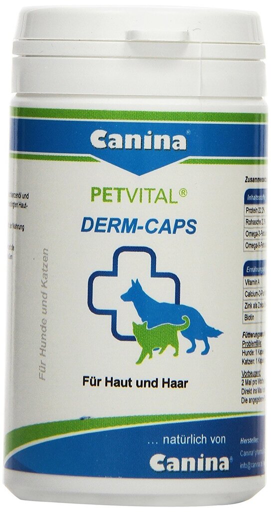 Toidulisand Canina Petvital Derm Caps N100, 40 g цена и информация | Vitamiinid ja parasiiditõrje | hansapost.ee