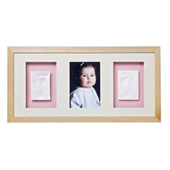 Kolmekordne pildiraam beebi jäljendiga Baby Memory Print, helepruun hind ja info | Beebide käe- ja jalatemplid ning käejäljendid | hansapost.ee