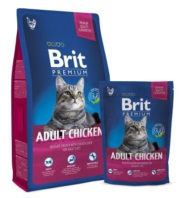 Kuivtoit kassidele Brit Premium Cat Adult kanalihaga, 1,5 kg цена и информация | Kassi kuivtoit ja kassikrõbinad | hansapost.ee