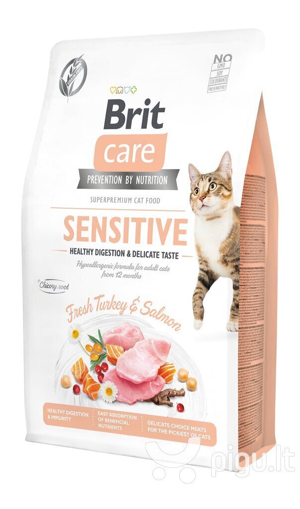 Brit Care Cat Grain-Free Sensitive Healthy Digestion kassitoit 0,4kg hind ja info | Kassi kuivtoit ja kassikrõbinad | hansapost.ee