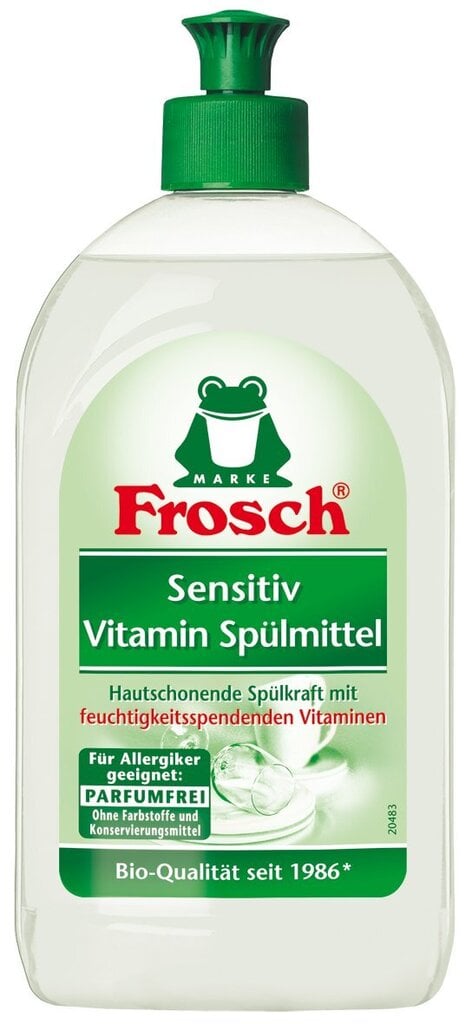 Frosch nõudepesupalsam sensitiiv 500 ml цена и информация | Nõudepesuvahendid | hansapost.ee