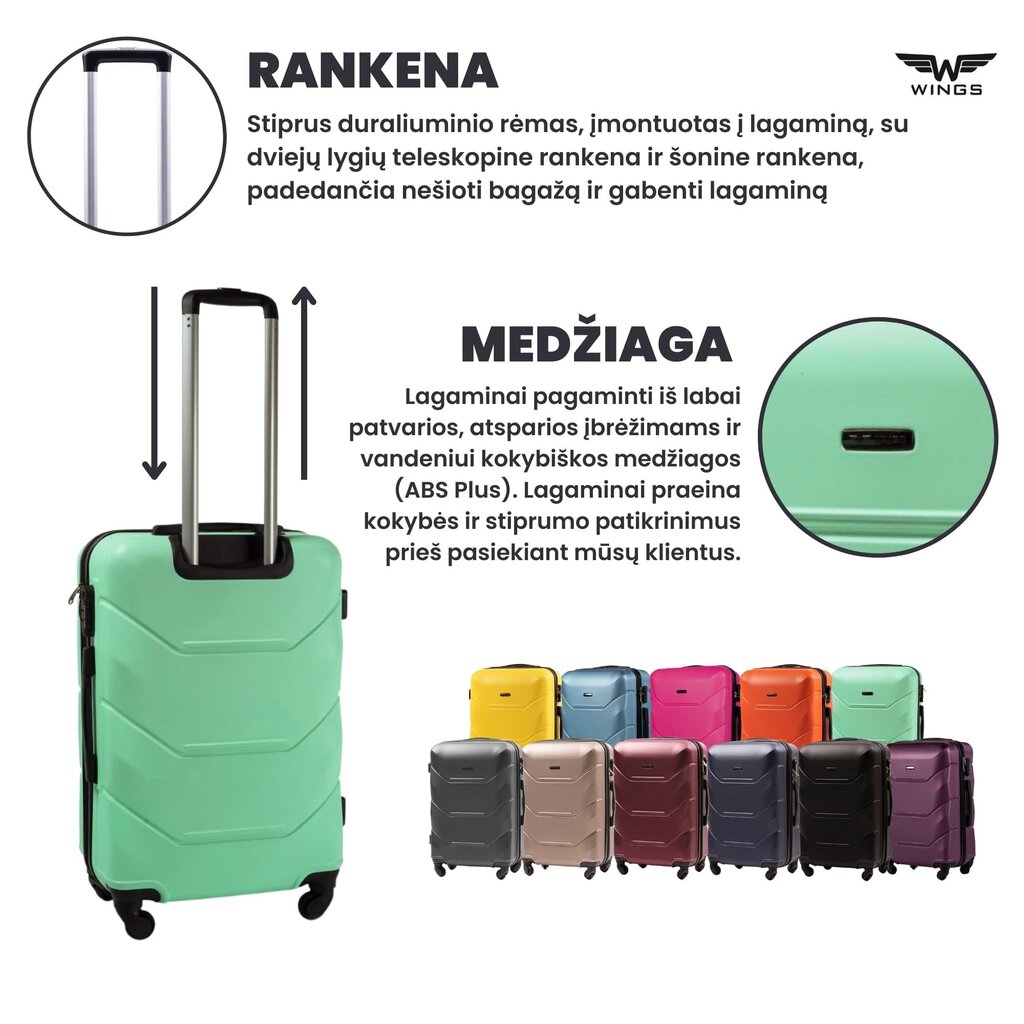 Väike kohver Wings Peacock, XS, heleroheline hind ja info | Kohvrid, reisikotid | hansapost.ee