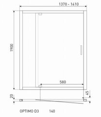 Душевые двери Kerra Optimo D3 140 ML цена и информация | Душевые двери и стены | hansapost.ee