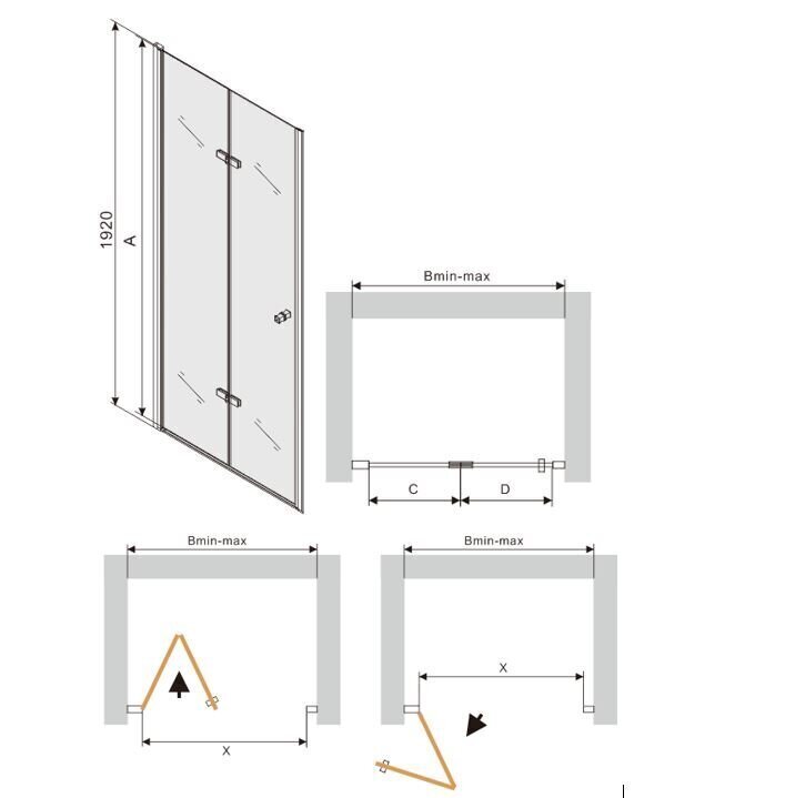 Dušiuks Mexen Lima 70,80,90,100,110,120x190 cm, black цена и информация | Dušiseinad ja dušiuksed | hansapost.ee