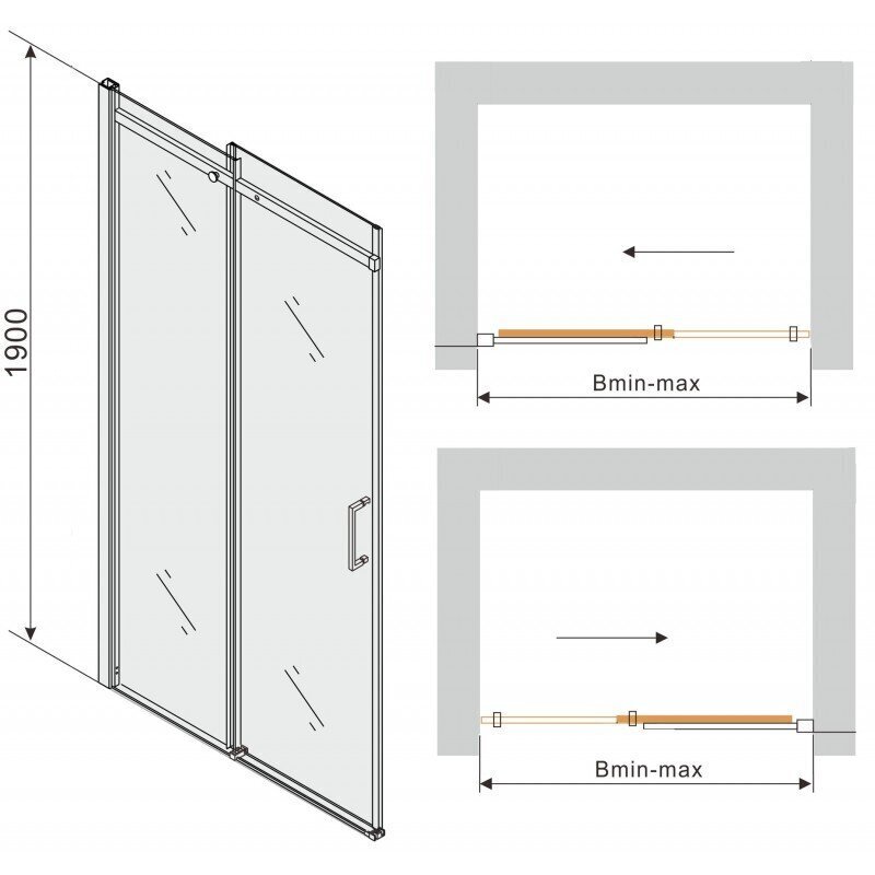 Duši lükanduks Mexen Omega, 8 mm, 100,110,120,130,140,150,160x190 cm grey hind ja info | Dušiseinad ja dušiuksed | hansapost.ee