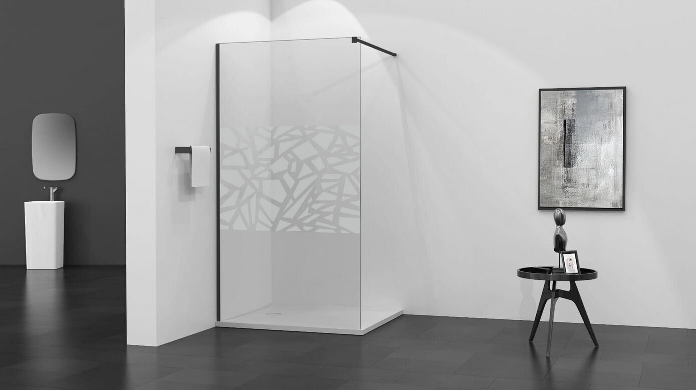 Dušisein Mexen Kioto, black/mustriga klaas 70,80,90,100,110,120x200 cm hind ja info | Dušiseinad ja dušiuksed | hansapost.ee