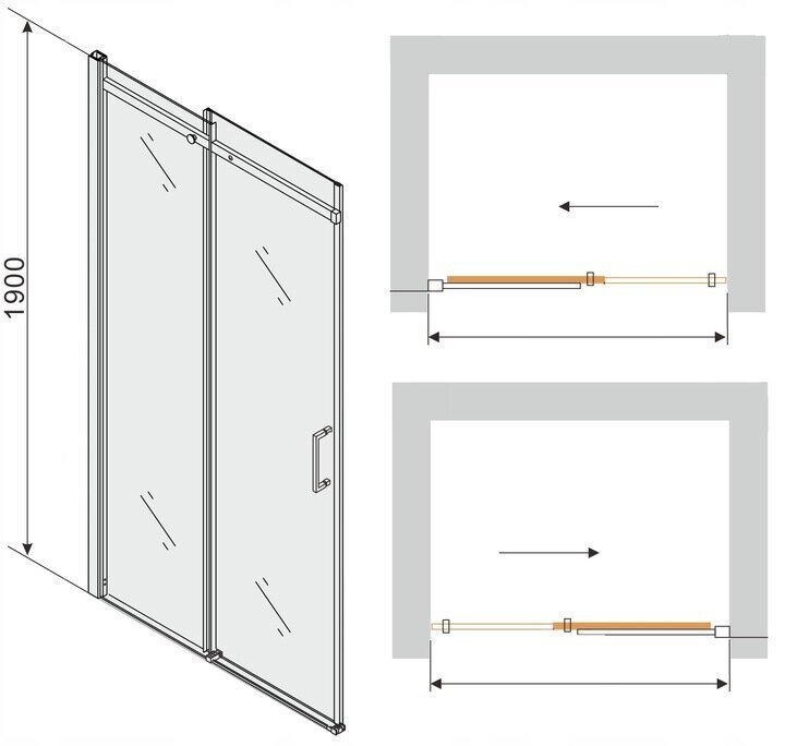 Duši lükanduks Mexen Omega, 8 mm, 100,110,120,130,140,150,140x190 cm kuldne hind ja info | Dušiseinad ja dušiuksed | hansapost.ee