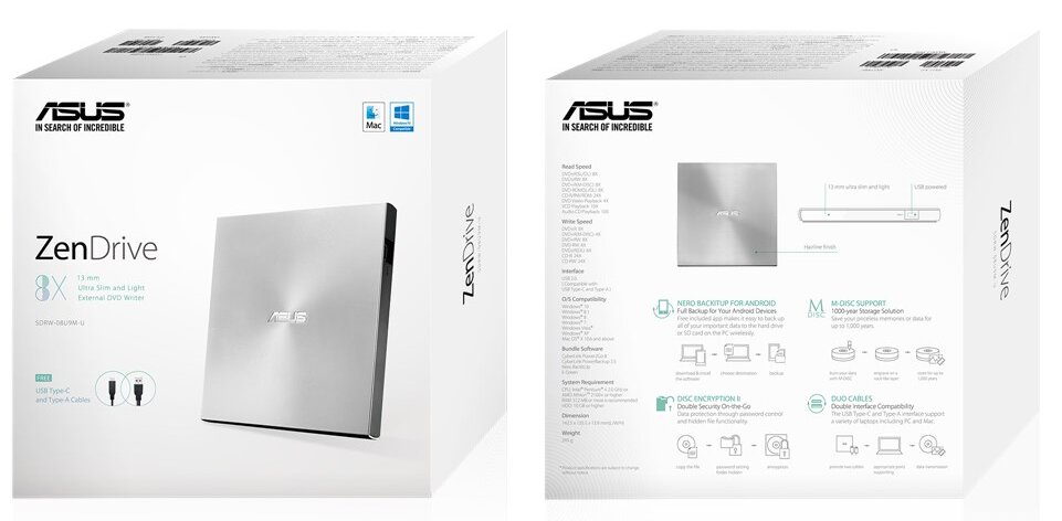 Asus ZenDrive U9M (90DD02A2-M29000) hind ja info | Optilised seadmed | hansapost.ee