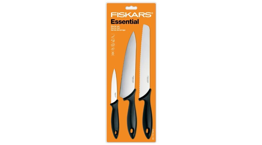 Fiskars Essential stardikomplekt 3-osaline цена и информация | Kööginoad ja teritajad | hansapost.ee