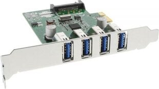 InLine USB 3.0 4 Port Host Controller PCIe incl. Low Profile Bracket and 4 Pin Aux. Power (76661C) hind ja info | Regulaatorid | hansapost.ee