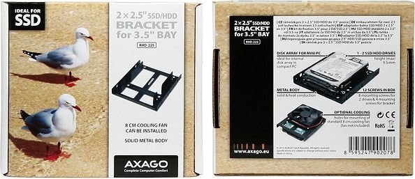 Axago Adapter 2x 2.5" to 3.5" (RHD-225) цена и информация | Arvutikomponentide tarvikud | hansapost.ee