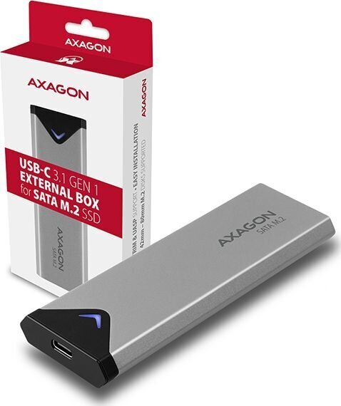 Axagon EEM2-U3C USB-C 3.1 Gen 1 - M.2 SATA SSD 42-80mm, ümbris hind ja info | Arvutikomponentide tarvikud | hansapost.ee