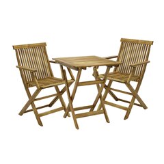 Rõdukomplekt FINLAY-5 laud ja 2 tooli (999824902), 60x60xH72cm, kokkupandav, puit: akaatsia, viimistlus: õlitatud price and information | Dining sets | hansapost.ee