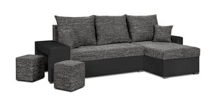 Универсальный угловой диван с пуфами Bellezza Hubert, черный/темно-серый цена и информация | Угловые диваны | hansapost.ee