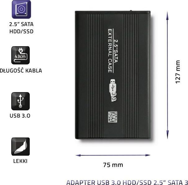 Qolteci välise kõvaketta korpus HDD / SSD 2,5 "SATA3 USB 3.0 | Must цена и информация | Arvutikomponentide tarvikud | hansapost.ee