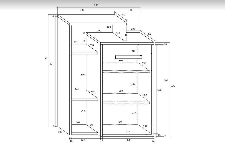 Kapp Rio L1D, pruun/valge hind ja info | Elutoa kapid | hansapost.ee