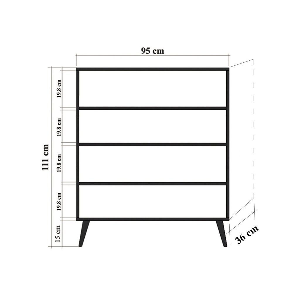 Kummut Kalune Design 863 (I), 111 cm, tamme värv/sinine hind ja info | Elutoa kapid | hansapost.ee