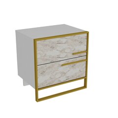 Ночной столик Kalune Design Polka, белый/золотистый цена и информация | Прикроватные тумбочки | hansapost.ee