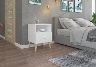 Öökapp ADRK Furniture Logan 01, valge hind ja info | Öökapid | hansapost.ee