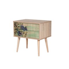 Ночной столик Kalune Design 863 (VIII), 61 см, дуб/зеленый цена и информация | Прикроватные тумбочки | hansapost.ee