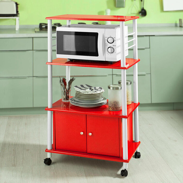 Köögikapp ratastega SoBuy FRG12-R, punane цена и информация | Köögikapid | hansapost.ee
