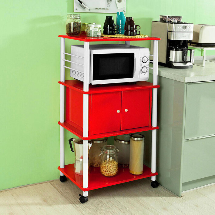 Köögikapp ratastega SoBuy FRG12-R, punane цена и информация | Köögikapid | hansapost.ee