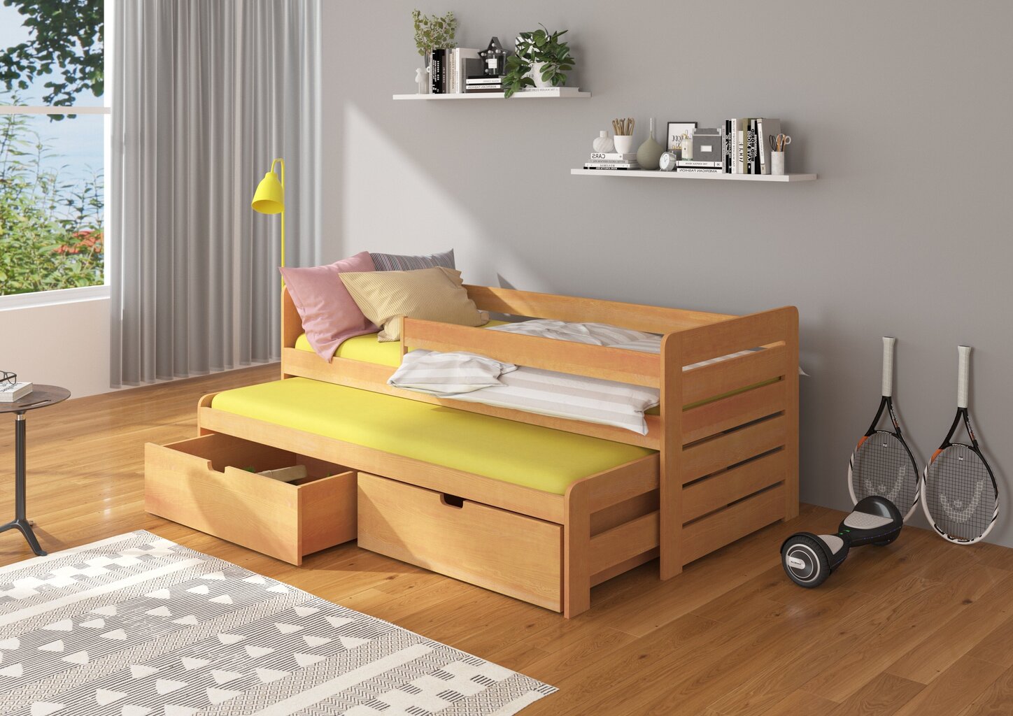 Lastevoodi ADRK Furniture Tomi 200x90 küljekaitsega, pruun hind ja info | Lastevoodid | hansapost.ee