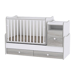 Растущая детская кроватка с комодом Lorelli Trend Plus New, 110x62, белая/серая цена и информация | Детские кроватки | hansapost.ee