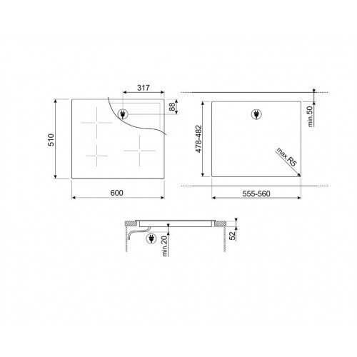 Pliidiplaat Smeg, SI2641DP, 4 x induktsioon, 60 cm, lõigatud serv, kreem цена и информация | Köögimööbli komplektid | hansapost.ee