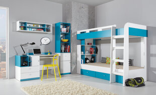 Шкаф Mobi 2, белый / синий цена и информация | Детские шкафы | hansapost.ee