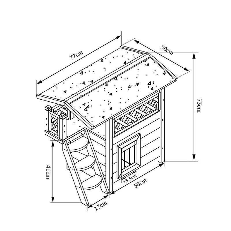 Verandaga puidust kassimaja Susan, hall valgega hind ja info | Pesad, asemed | hansapost.ee