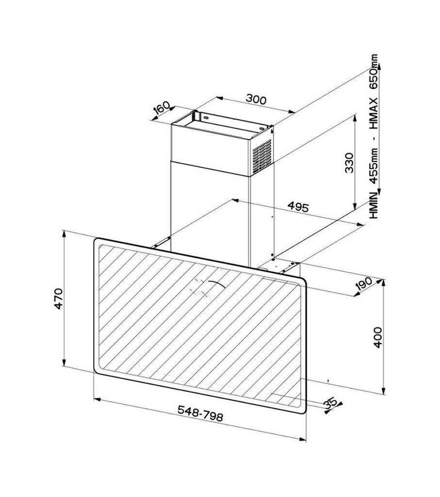 Faber V-AIR FLAT KL A80, õhupuhasti, Flat, 80 cm hind ja info | Õhupuhastid | hansapost.ee