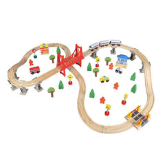 Деревянный набор железная дорога, 67 предметов цена и информация | Игрушки для мальчиков | hansapost.ee