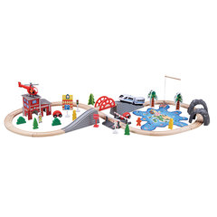 Деревянная железная дорога, набор из 80 деталей цена и информация | Игрушки для мальчиков | hansapost.ee