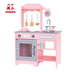 Puidust laste kööginurk "Phoohi", roosa hind ja info | Mänguasjad tüdrukutele | hansapost.ee