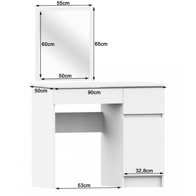 Meigilaud NORE P-2/SL peegliga 500x600 mm, valge price and information | Meigilauad | hansapost.ee