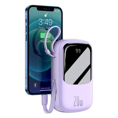 Baseus Qpow Digital Display Power bank 20000mAh 20W USB / USB Type C / Lightning cable Quick Charge SCP AFC FCP violet (PPQD-H05) hind ja info | Akupangad | hansapost.ee