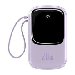 Baseus Qpow Digital Display Power bank 20000mAh 20W USB / USB Type C / Lightning cable Quick Charge SCP AFC FCP violet (PPQD-H05) hind ja info | Akupangad | hansapost.ee