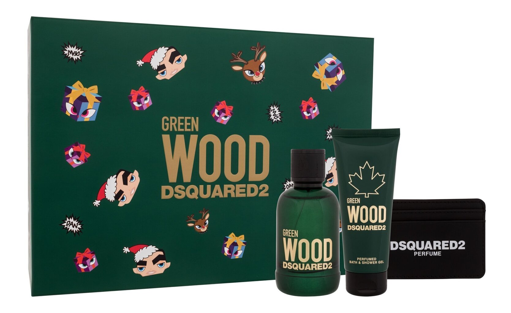 Komplekt meestele Dsquared2 Green Wood: tualettvesi EDT, 100 ml + dušigeel, 100 ml + kaardihoidja hind ja info | Parfüümid meestele | hansapost.ee