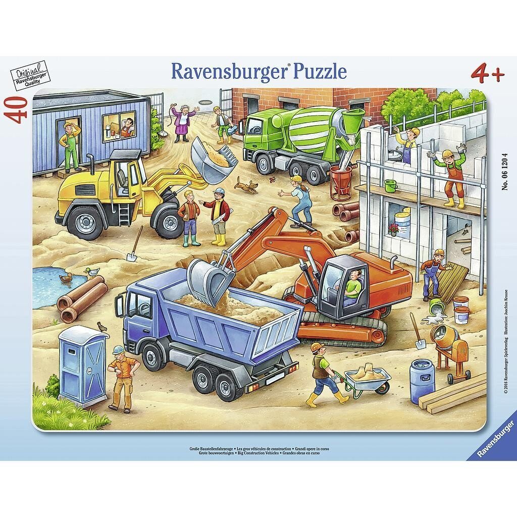 Ravensburger plaatpuzzle 40 tk. Suured tööautod hind ja info | Pusled lastele ja täiskasvanutele | hansapost.ee