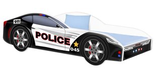 Voodi madratsiga Car BED-POLICE-1, 160x80 cm, must/valge hind ja info | Lastevoodid | hansapost.ee