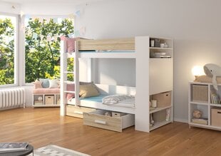 Voodi ADRK Furniture Garet 80x180 cm, valge/tamm цена и информация | Детские кровати | hansapost.ee
