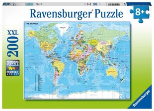 Ravensburger pusle 200 tk Maailmakaart hind ja info | Pusled lastele ja täiskasvanutele | hansapost.ee