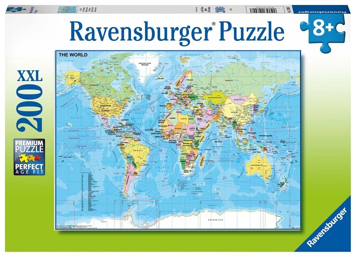 Ravensburger pusle 200 tk Maailmakaart цена и информация | Pusled lastele ja täiskasvanutele | hansapost.ee