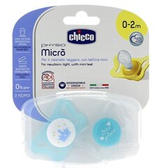 Силиконовая пустышка Chicco Physio Soother Boy Micro, 0-2 мес., 2 шт. цена и информация | Пустышки | hansapost.ee