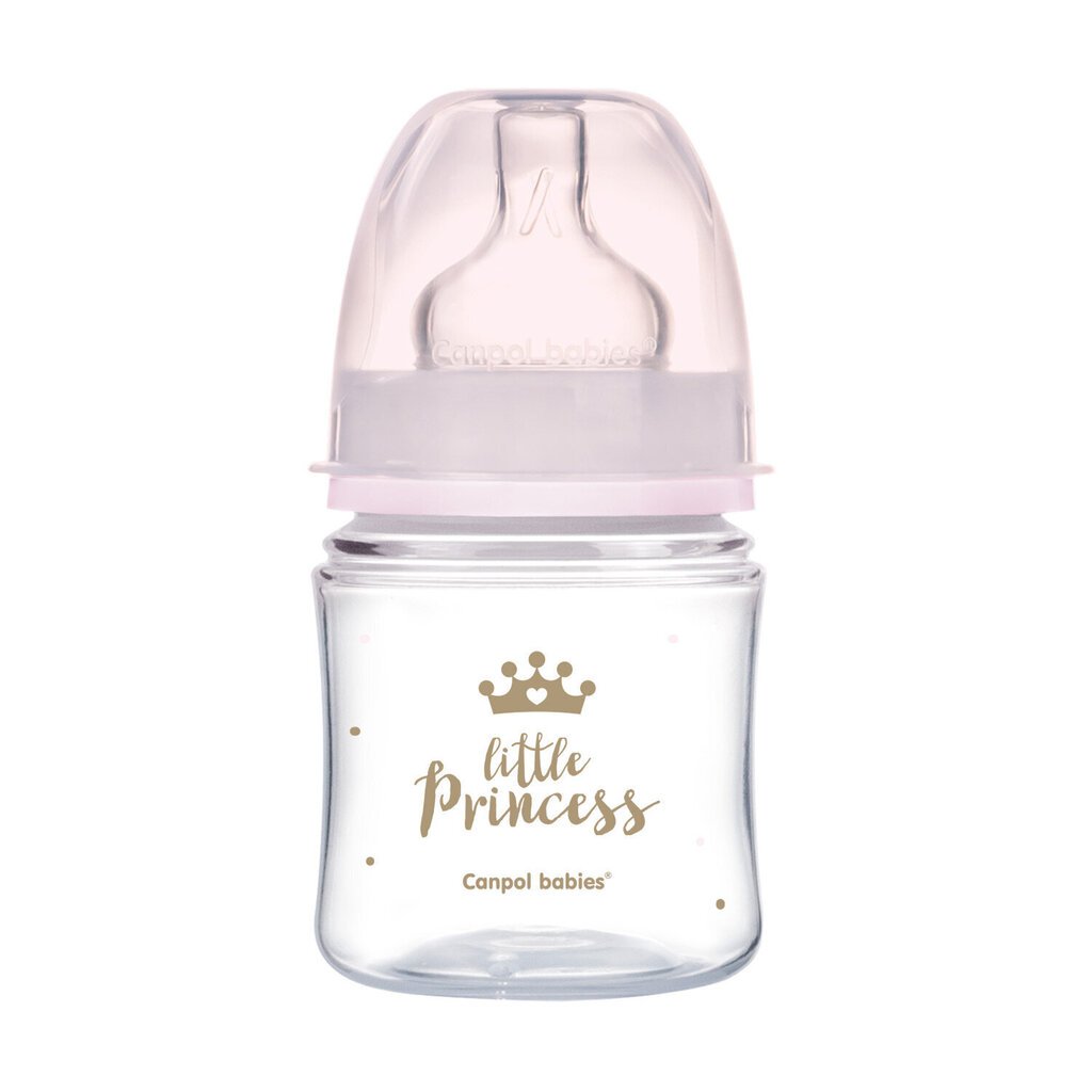 Laia kaelaga pudel Canpol babies, Anti-colic PP Easy Start Royal Baby, 120 ml, 35/233, pink hind ja info | Lutipudelid ja tarvikud | hansapost.ee