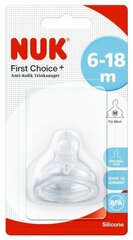 Соска-пустышка силиконовая с клапаном NUK First Choise +, M, №2, 1 шт. цена и информация | Бутылочки и аксессуары | hansapost.ee